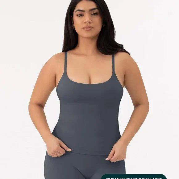 Women's Yoga Tank Top with Built-In Bra, Medium Support, Soft Fabric, Thunder Co - Picture 6 of 6